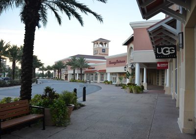 Orlando Premium Outlets Walkway Seating Landscaping Retail Signage